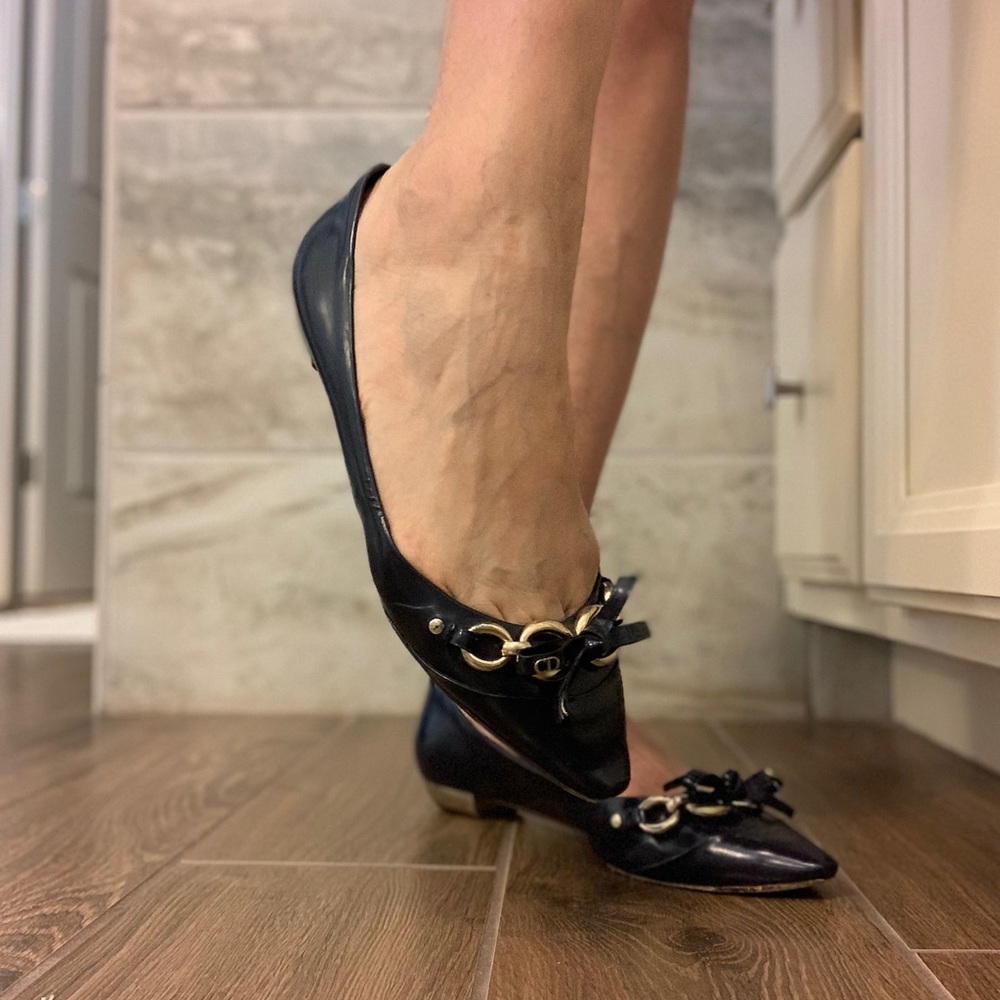 Dior flats navy blue patent leather 38.5